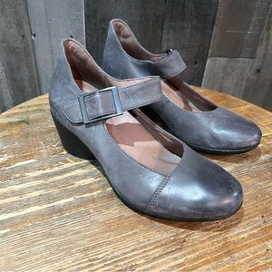 Gray Women's Mary Jane Wedge Shoes